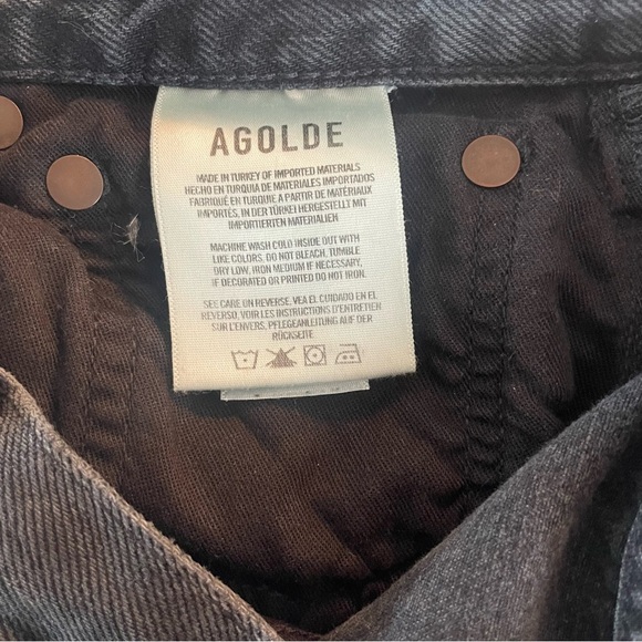 Agolde Black 90s Pinch Waist Destroyed Cotton Denim Straight Jeans 37672 - Picture 9 of 14